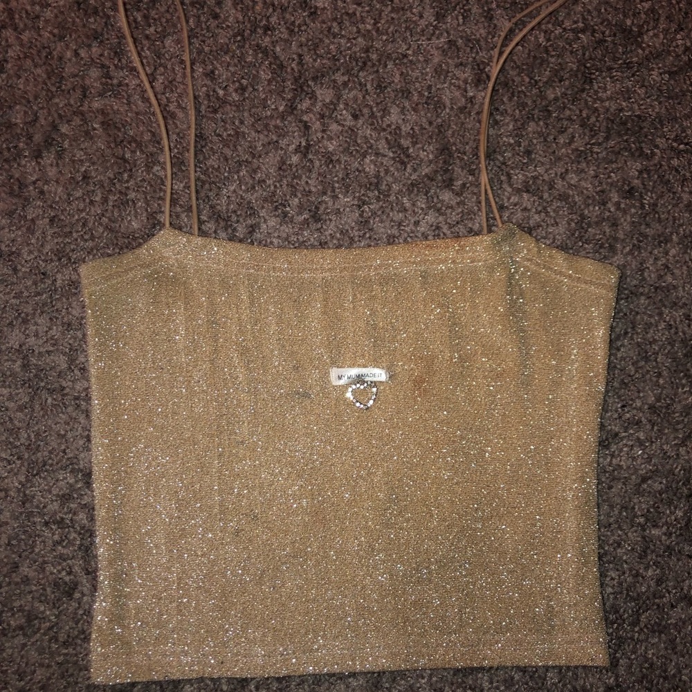 my mum made it gold crop top